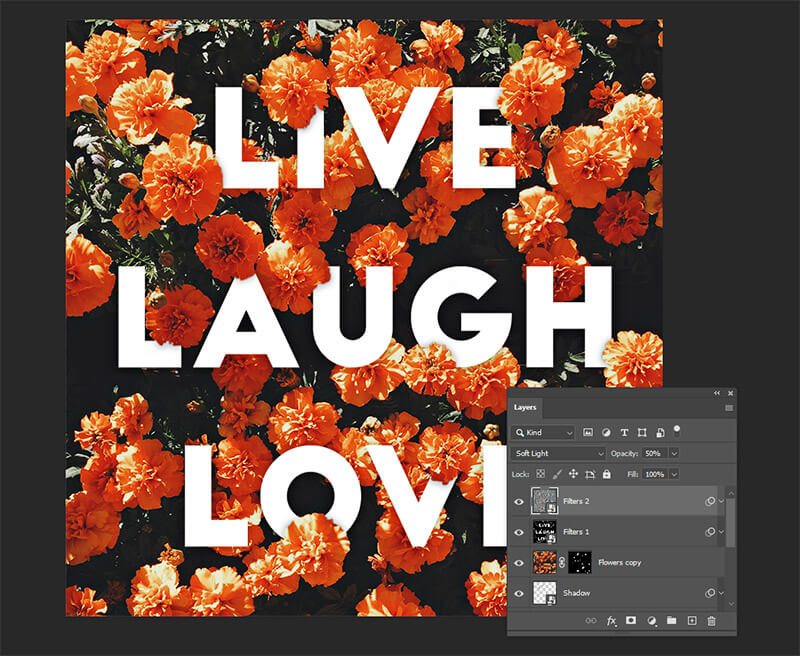 Live Laugh Love poster Photoshop Layers